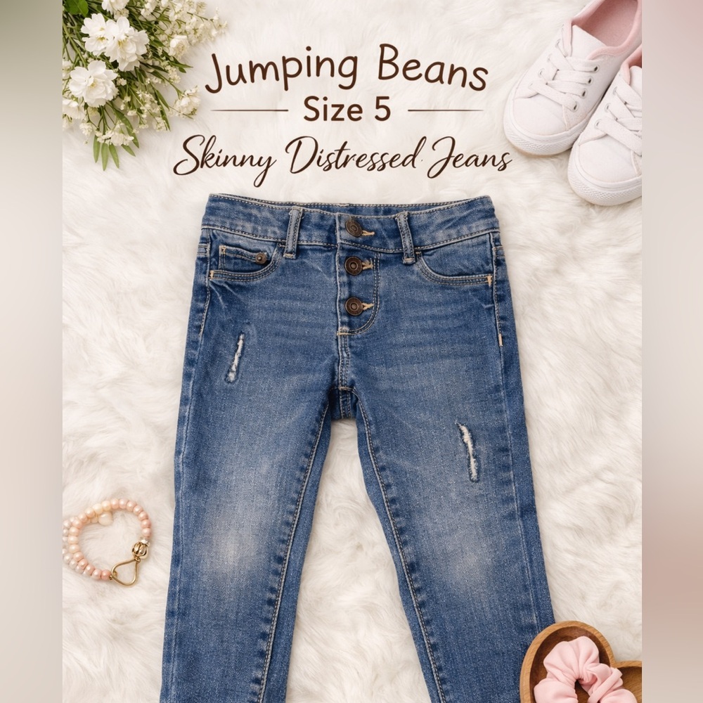 Jumping Beans Girls Size 5 Skinny Jeans | Distressed Raw Hem